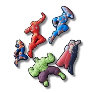 Crocs Jibbitz Marvel Avengers Heroes 5-Pack Shoe Charms Iron Man Hulk Thor New